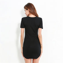 Load image into Gallery viewer, Summer Women Short Sleeve Dresses Ladies Solid Color O-Neck Bodycon Stretch Slim Mini Dress Vestidos QT035