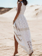Load image into Gallery viewer, Boho Dress Women Summer Sleeveless Dress Female Solid Lace V Neck Sundress Ladies Hollow Out Beach Dress Vestidos De Mujer