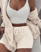 Load image into Gallery viewer, 3pcs Womens Clothing Long Sleeve Crop Tank Top And Drawstring Shorts Pajama Set