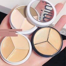 Load image into Gallery viewer, 3 Colors Contour Concealer Palette with Brush Moisturizing Full Coverage Acne Spot Dark Circles Concealer Cream Makeup Cosmetics