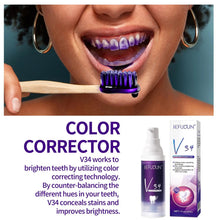 Load image into Gallery viewer, V34 Whitening Fresh Breath Brightening Purple Toothpaste Remove Stain Reduce Yellowing Care For Teeth Gums Oral 30ml Hot Selling