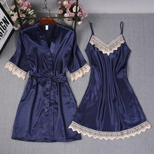 Load image into Gallery viewer, Women Rayon 2PCS Robe Set Lace Sexy Kimono Night Dress