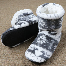 Load image into Gallery viewer, Home Slippers Women Winter Floor Shoes Christmas Elk Indoor Socks Shoes Warm Fur Slides Ladies Plush Slippers Pantoffels Dames