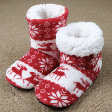 Load image into Gallery viewer, Home Slippers Women Winter Floor Shoes Christmas Elk Indoor Socks Shoes Warm Fur Slides Ladies Plush Slippers Pantoffels Dames