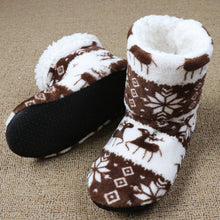 Load image into Gallery viewer, Home Slippers Women Winter Floor Shoes Christmas Elk Indoor Socks Shoes Warm Fur Slides Ladies Plush Slippers Pantoffels Dames