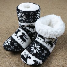 Load image into Gallery viewer, Home Slippers Women Winter Floor Shoes Christmas Elk Indoor Socks Shoes Warm Fur Slides Ladies Plush Slippers Pantoffels Dames