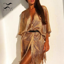 Load image into Gallery viewer, Tassel gold bikini cover up