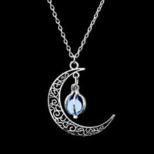 Load image into Gallery viewer, FAMSHIN Fashion Silver Color Charm Luminous Pendant Necklace Women Moon Glowing Stone Necklace Christmas Necklaces Jewelry Gifts