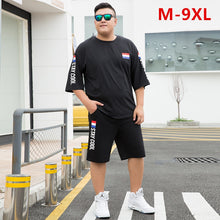 Load image into Gallery viewer, Summer Shorts White Red Tracksuit Men Tee Shirt Homme Plus Size 6XL 7XL 8XL 9XL Mens Clothing 2 Two Piece Set Boys Sets Clothes