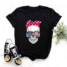 Load image into Gallery viewer, Women Print Letter Short Sleeve Cotton Tops Summer clothing