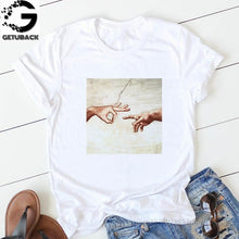 Load image into Gallery viewer, Women Print Letter Short Sleeve Cotton Tops Summer clothing