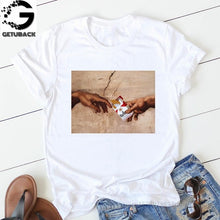 Load image into Gallery viewer, Women Print Letter Short Sleeve Cotton Tops Summer clothing