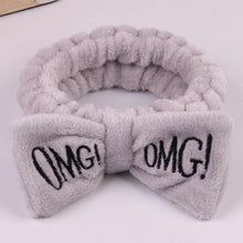 Load image into Gallery viewer, New Letter "OMG" Coral Fleece Soft Bow Headbands for women
