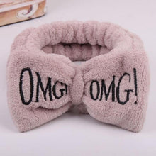 Load image into Gallery viewer, New Letter "OMG" Coral Fleece Soft Bow Headbands for women