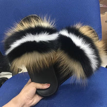 Load image into Gallery viewer, Summer Fluffy Raccoon Fur Slippers for Women