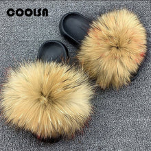 Load image into Gallery viewer, Summer Fluffy Raccoon Fur Slippers for Women