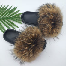 Load image into Gallery viewer, Summer Fluffy Raccoon Fur Slippers for Women