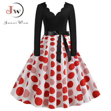 Load image into Gallery viewer, Big Swing Print Vintage Dress Women V Neck Sexy