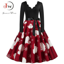 Load image into Gallery viewer, Big Swing Print Vintage Dress Women V Neck Sexy