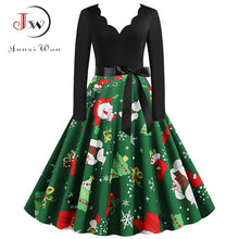 Load image into Gallery viewer, Big Swing Print Vintage Dress Women V Neck Sexy