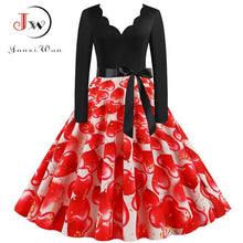 Load image into Gallery viewer, Big Swing Print Vintage Dress Women V Neck Sexy