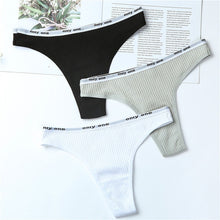 Load image into Gallery viewer, 3Pcs/Lot Women's Cotton G-String Thong Panties String Underwear Women Briefs Sexy Lingerie Pants Intimate Ladies Letter Low-Rise