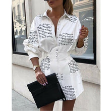 Load image into Gallery viewer, Lady Femal Long Sleeve Deep V Shirt Dress Elegant Sexy