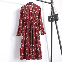 Load image into Gallery viewer, Women Casual Dress Korean Style Floral Printed Chiffon