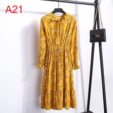 Load image into Gallery viewer, Women Casual Dress Korean Style Floral Printed Chiffon