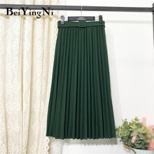 Load image into Gallery viewer, Beiyingni High Waist Women Vintage Pleated Midi Skirts