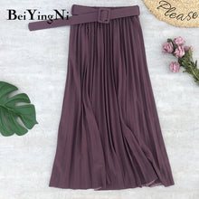 Load image into Gallery viewer, Beiyingni High Waist Women Vintage Pleated Midi Skirts