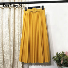 Load image into Gallery viewer, Beiyingni High Waist Women Vintage Pleated Midi Skirts