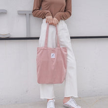Load image into Gallery viewer, Women Corduroy Canvas Tote Handbag Female Cloth Shoulder Bags Young Ladies Casual Shopping Bag Girls Reusable Folding Bags