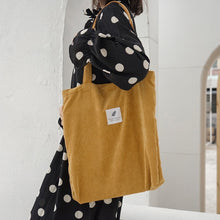 Load image into Gallery viewer, Women Corduroy Canvas Tote Handbag Female Cloth Shoulder Bags Young Ladies Casual Shopping Bag Girls Reusable Folding Bags