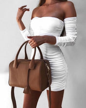 Load image into Gallery viewer, Articat Women Bandage Dress Sexy Off Shoulder Long Sleeve Slim Elastic Bodycon