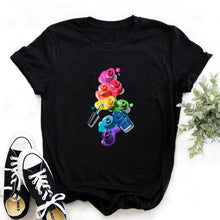Load image into Gallery viewer, Women Print Letter Short Sleeve Cotton Tops Summer clothing
