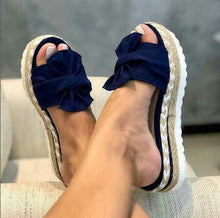 Load image into Gallery viewer, Summer slippers women wedge Thick bottom Bow Slippers