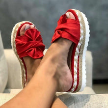 Load image into Gallery viewer, Summer slippers women wedge Thick bottom Bow Slippers