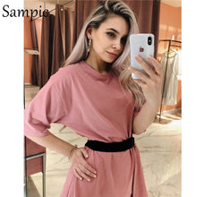 Load image into Gallery viewer, Sampic Fashion White Khaki Sexy Women Summer O Neck Outfit