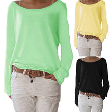 Load image into Gallery viewer, Solid Color Comfortable Casual Round Neck Long Sleeve Knitted T-shirt