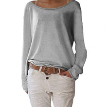 Load image into Gallery viewer, Solid Color Comfortable Casual Round Neck Long Sleeve Knitted T-shirt