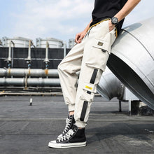 Load image into Gallery viewer, Men's Side Pockets Cargo Harem Pants 2020 Ribbons Black Hip Hop