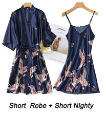Load image into Gallery viewer, Women Rayon 2PCS Robe Set Lace Sexy Kimono Night Dress