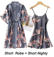 Load image into Gallery viewer, Women Rayon 2PCS Robe Set Lace Sexy Kimono Night Dress
