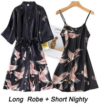 Load image into Gallery viewer, Women Rayon 2PCS Robe Set Lace Sexy Kimono Night Dress