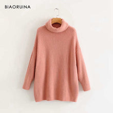 Load image into Gallery viewer, BIAORUINA Women Oversize Basic Knitted Turtleneck Sweater