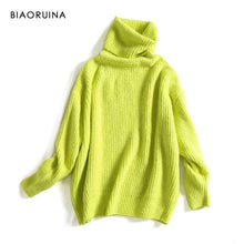 Load image into Gallery viewer, BIAORUINA Women Oversize Basic Knitted Turtleneck Sweater