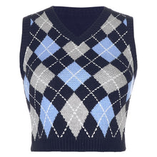 Load image into Gallery viewer, HEYounGIRL V Neck Argyle Vest Women Sweater