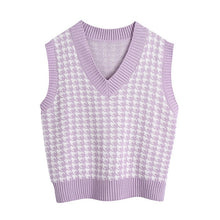 Load image into Gallery viewer, KPYTOMOA Women Oversized Houndstooth Knitted Vest Sweater