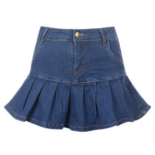 Load image into Gallery viewer, Rapcopter Women Jeans Skirts High Waist Pleated Zipper Mini